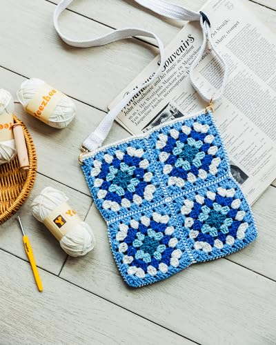 Yeezhee Kit de crochê para iniciantes, kit inicial de bolsa de crochê com tutoriais em vídeo passo a