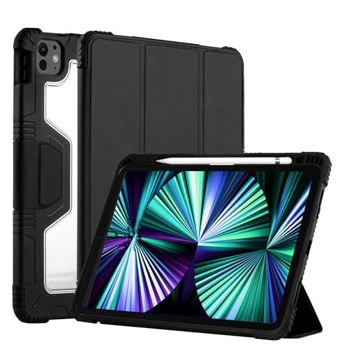 MOSISO Cover Compatibile con iPad Pro 11 inch Custodia 2024 M4(5th Gen) A2836 A2837 A3006,Guscio Rigido con Auto Sleep/Wake,Copertura Protettiva Antiurto con Guscio Posteriore Chiaro&Portamatite,Nero