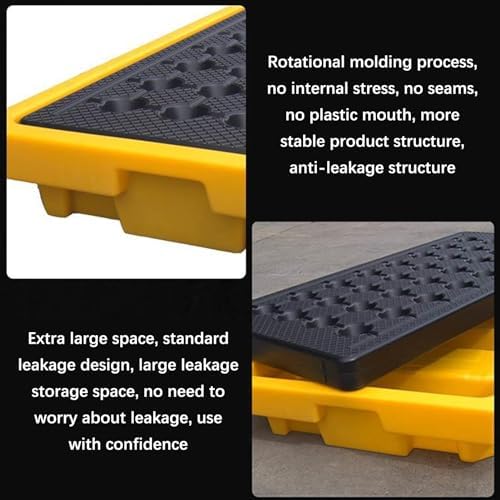 Stackable Modular Oil Spill Containment Tray - Heavy-Duty Anti-Slip Platform for Outdoor Warehouses, Garage & Factory - Durable Polyethylene Pallets for Oil Drum Storage