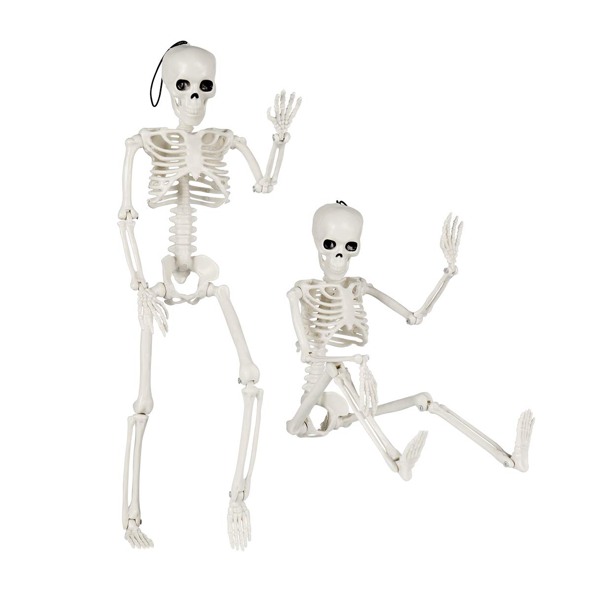 HEMOTON 2Pcs Halloween Skeleton Decorations with Posable Joints Skeletons for Halloween Party Haunted House Props Decorations