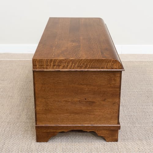 Image of Rustic Red Door Co. Cedar Hope Chest with Waterfall Top, Amish Made Wooden Storage Trunk Box for Bedroom, Blanket, Clothes, Anti-Slam Hinges and Lock, 36 inch, Rustic Quartersawn Oak Wood, Asbury Stain