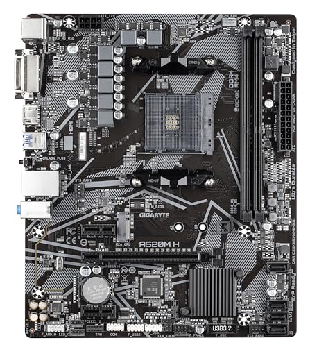 GIGABYTE Carte mère A520M H Prend en charge les processeurs AMD Ryzen série 5000 AM4 VRM numérique pur 4+3 phases jusqu'à 5100 MHz DDR4 OC PCIe 3.0 x4 .2 LAN GbE USB 3.2 Gen 1 Neuf - vue 2