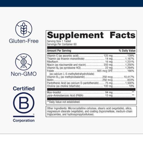 Metagenics Vitamin B Complex, Active B6 B12 Folate Energy, 60 Tablets - Image 4