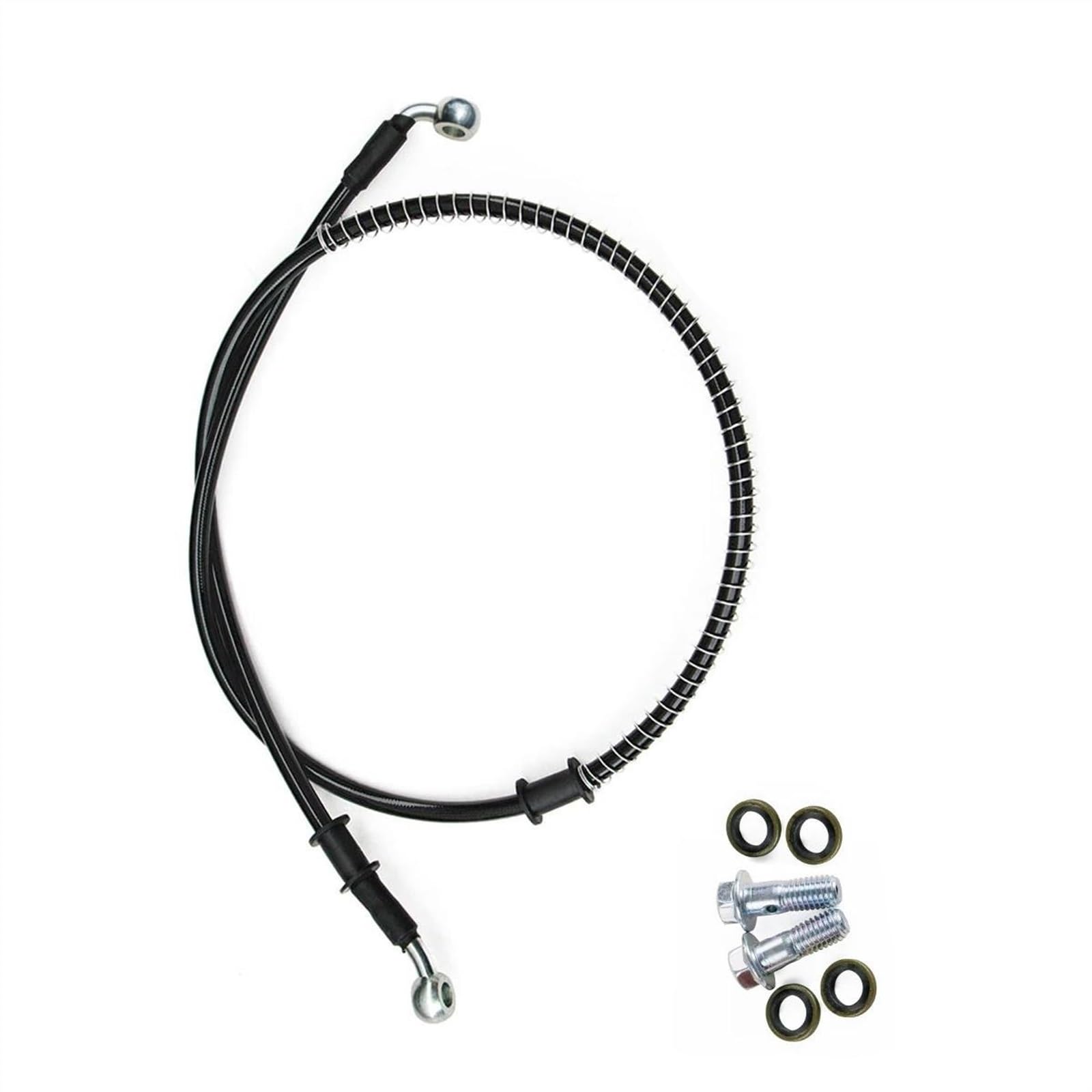 Ksxzw Black- Silver Motorbike Part Motorcycle Brake Hydraulic Line 1000Mm M8 90° 28° Universal Motorbike Accessories