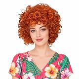 ColorGround Short Fluffy Curly Orange Red Cosplay Wig Women Costume for Halloween