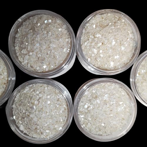 Image of GOMMO Mother of Pearl Crushed Flake 2oz Shell Inlay Supplies for Woodcrafts,Luthiers and Hobbies (White, Small)