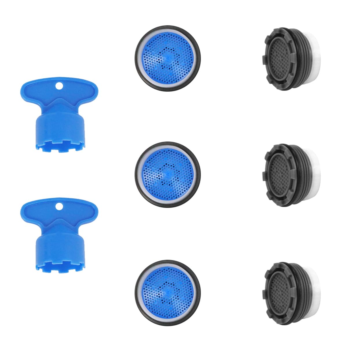 Tap Aerator M16/M18/M22/M24, 6 Pack Water Saver Tap Filter Faucet Aerator Replacement Parts with 2 Removal Wrenches (M22)