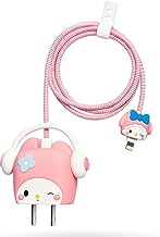 EMOH ROCED Cute Cartoon 3-in-1 20 W Charger Cover Compatible with iPhone Adapter – Compact, Durable, Portable & Protective Case with Cable Protector (Pink Kitty Headphones)