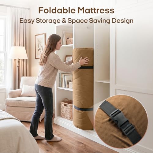 Image of ZonLi Japanese Floor Mattress Futon Mattress King Size 4 Inch Thick | Foldable Tatami Mat, Washable Cover, Portable Floor Bed for Sleeping, Guest, Dorm