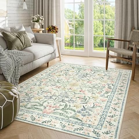 Morebes 5x7 Boho Floral Area Rug Cover