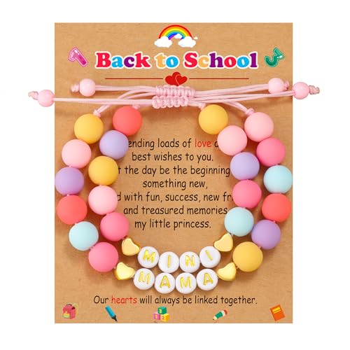 First Day of Preschool/Kindergarten/1st Grade/2nd Grade Bracelets, Big Sister Bracelet Gifts, Daughter Gifts from Mom, Birthday Christmas Jewelry Gifts for Her
