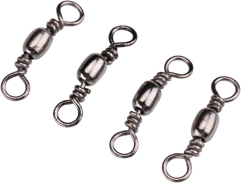 100pcs Barrel Bearing with Solid Ring Swivel Solid Fishing Connector,test 28kg/61.7lb