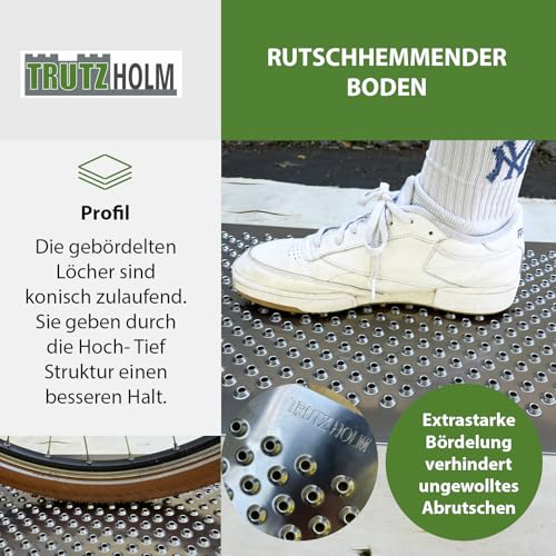 TRUTZHOLM Paar Lochblech Aluminium gebördelt 1000x400mm oder 1000x200mm (100 x 40 cm) (100 x 20 cm) 1,5 mm Stärke Trittsicherung Auffahrblech Schutzgitter (40 x 100 cm)