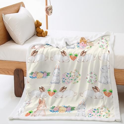 Plaid Cama Conejo Marrón Peonía Colcha Plaid Sofa Diseño de Doble Cara Cubre Colcha Multiusos para Sofas Suave Manta Termica Blanket Lana de Cordero de Franela Espesar Durable 180x220cm