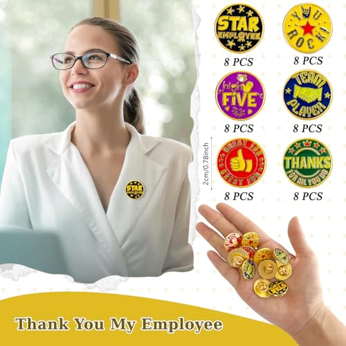 48-Pcs-Employee-Appreciation-Lapel-Pin-34-Inch-6-Style-Employee-Enamel-Pins-Employee-of-The-Month-Pin-Recognition-Encouragement-Pins-Team-Award