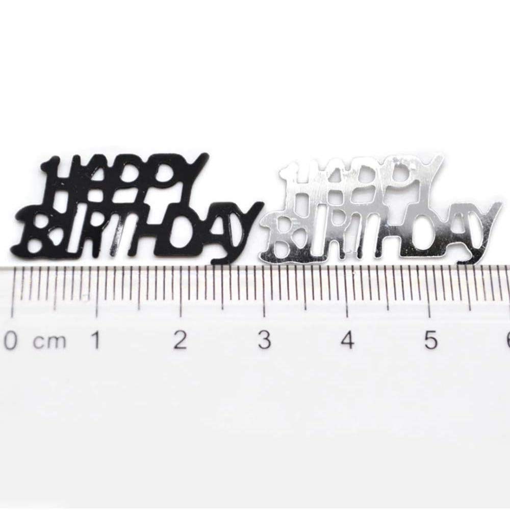 DIWULI Happy Birthday tafelconfetti zwart zilver - decoratie