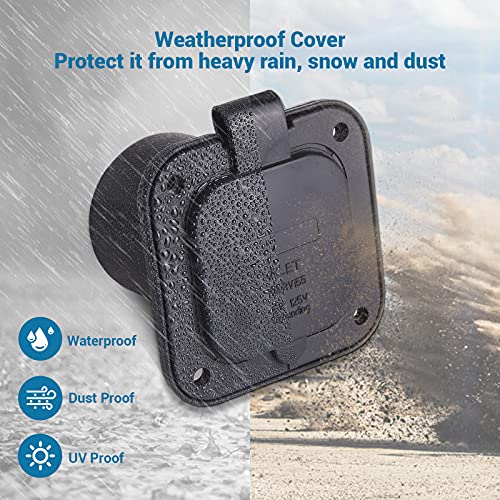Bumbee 15 Amp 125V Flanged Inlet, Nema 5-15P 2 Pole 3-Wire Ac Port Plug, Rv Shore Power Inlet Plug W/ Waterproof Cover For Marine Boat Rv Shed Electrical Connections #TOP2