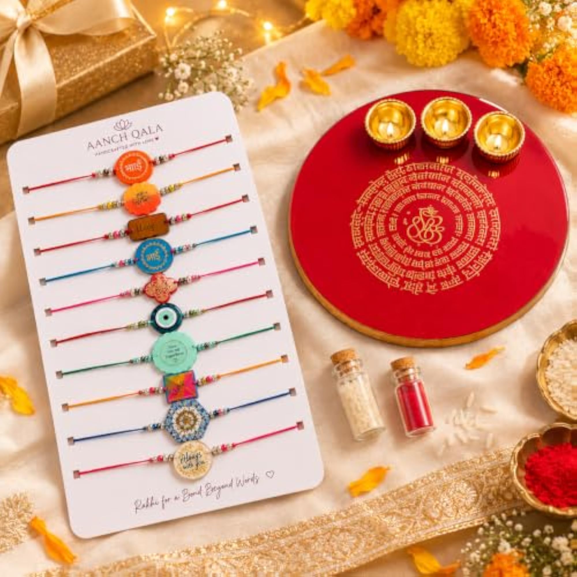 Rakshabandhan Handmade Resin Threads & Pooja Thali Set