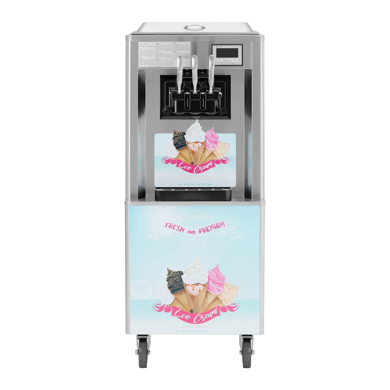 Royal Catering RCSI-24 Softeismaschine 2140 W 33 l/h 3 Geschmacksrichtungen Frozen Joghurt Maschine Softeismaschine Gastro Eismaschine Softeis
