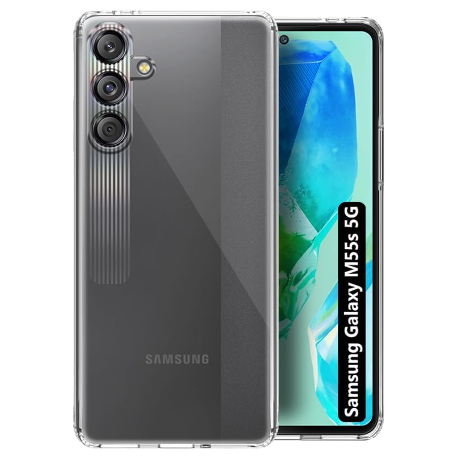 Image of Fashionury Crystal Clear Case for Samsung Galaxy M55s 5G | Yellowing Resistance | Transparent TPU Silicone | Raised Camera Lips | Slim Transparent Cover