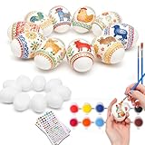 10 Pcs Wooden Easter Egg DIY Painting Kit ，Graffiti Art Crafts Spring Paint Your Own Easter Party Egg...