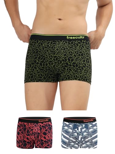Image of Freecultr Men's Tipline Cotton Trunk Stretch Printed Trunks with Stylish Waistband | Breathable Innerwear for All-Day Comfort