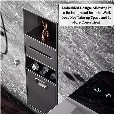 Stainless Steel Shower Niche with Built-in Toilet Paper Holder & Trash Can Rack - Stylish, Durable Storage Solution for Bathroom, Kitchen & Living Room