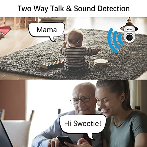 Xvim Wireless Wifi Light Bulb Camera, 3Mp Light Bulb Security Camera, 360° Pan/Tilt Indoor Outdoor Security Camera, Motion Detection, Night Vision #TOP3