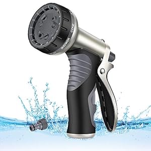LUFENG Upgraded Garden Showers 9 Adjustable Patterns Hose Spray Gun Heavy Duty Metal High Pressure Hose Nozzle/Hose Gun…
