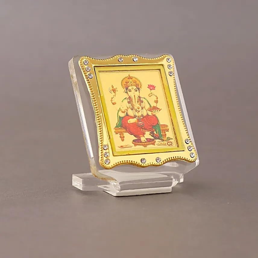 Ganesha Car Dashboard Photo Frame for Office| for Gift| Showpiece for Living Room (Dimensions- 6.35 x 6.35 cms)