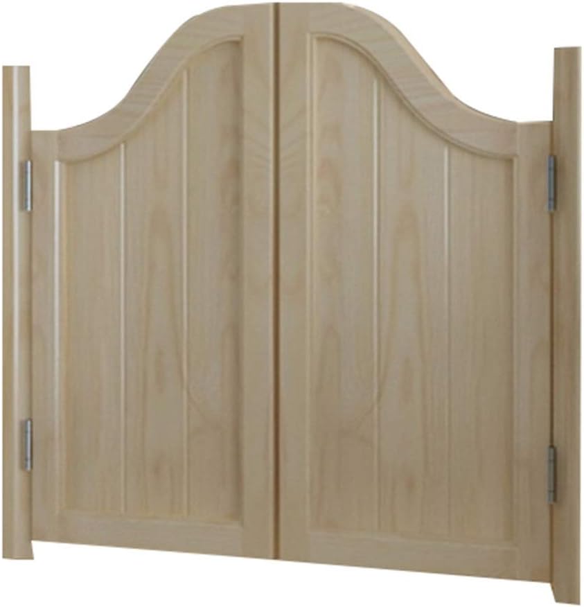 Swinging Cafe Doors Solid Wood Automatically Shut Down Space Division Fence Half Waist Door,5 Colors, 11 Sizes Customizable (Color : A, Size : 120x100cm) (Natural 110x100cm)