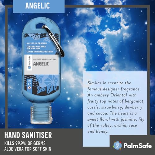 Palm Safe Angelic 60ml Anti Bacterial Premium Hand Sanitiser Travel Size Refillable Clip Bottle Quick Drying Non Sticky Extra Moisturising Kills 99.9% of Viruses and Bacteria - Image 5