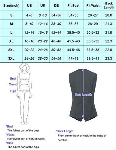 Grace Karin Women's Formal Vest Waistcoat Sleeveless Slim Fit Dressy Suit Vest(L,Black) #TOP2