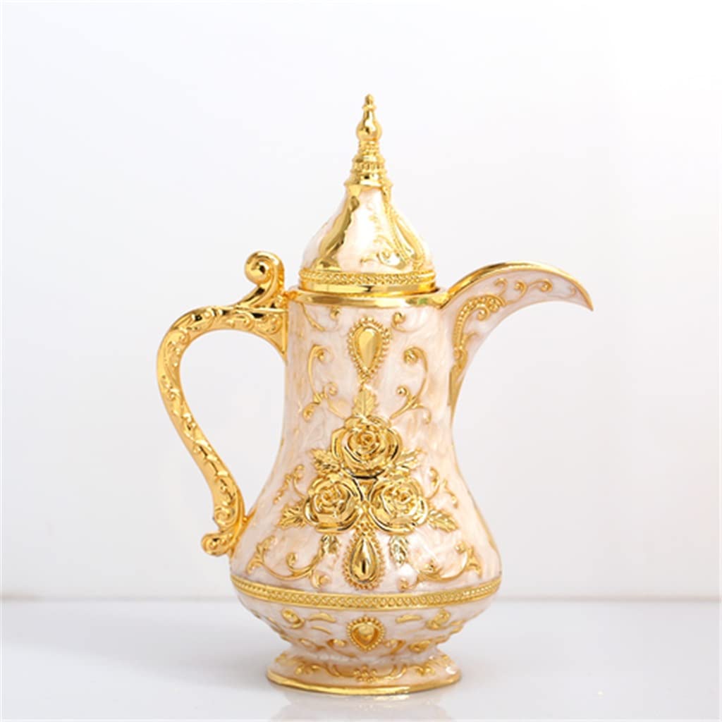 AYCDL Vintage Flower Carving Automatic Toothpick Holder Teapot Shape Metal Toothpick Dispenser Storage Box Toothpicks,D