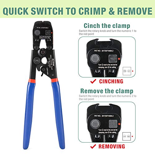 iCrimp Ratchet PEX Cinch&Remove Tool for Stainless Steel Clamps w/PEX Radial Cutter