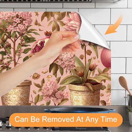 Image of Pomegranate Botanical Backsplash Peel and Stick, 35.4x23.6 in