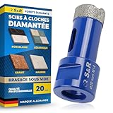 foret diamant carrelage SCIE À CLOCHE CHOISIE PAR LES PROFESSIONNELS– Foret diamanté avec refroidissement optimisé & évacuation rapide. Rainure en U + trous d’évacuation pour limiter la surchauffe, améliorer l’extraction des poussières et stabiliser la coupe. Une mèche diamant carrelage pensée pour garder de bonnes performances sur séries de perçages.