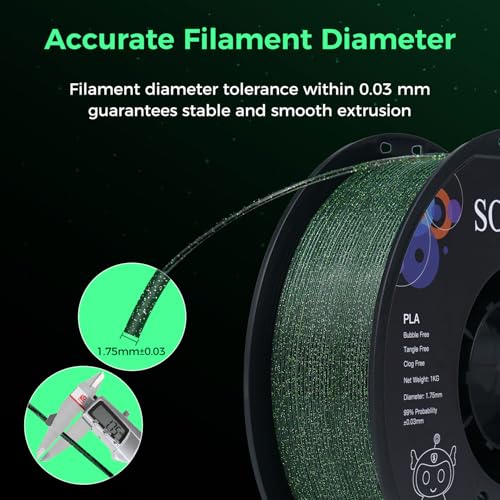Image of Sovol 3D Printer Luminous Filament, Glow in The Dark PLA 1kg (2.2 lbs) Spool 3D Printing Materials, Dimensional Accuracy + /- 0.03 mm, 1.75 mm, Shiny Green