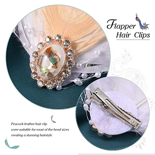Gortin 1920S Headpiece Pearl Bride Wedding Feather Hair Clip White Great Gatsby Hair Accessory Art Deco Flapper Headbands Rhiestone 20S Headwear Party Prom Flapper Hair Clips For Women And Girls #TOP5