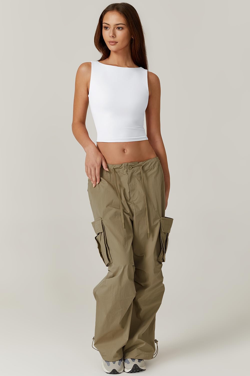 QINSEN Women's Sexy Open Back Sleeveless Crop Tank High Neck Slim Fit Cropped Tee Shirt Y2k Tops - Image 3