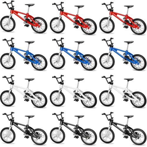 Gejoy 12 Pieces Mini Finger Bikes Mini BMX Bikes Games End of The Year Student Gifts Bulk Miniature...