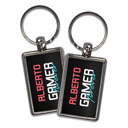 LolaPix Llavero Gamer. Regalo original para frikis. Llaveros personalizados. Imagen por las 2 caras. Forma rectangular. Varios modelos. Gamer Forever