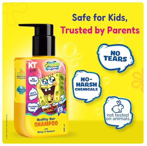 Image of SpongeBob Shampoo for Girls (8-12 Years) | Gentle Daily Scalp Cleanse | Honey & Coconut Formula | 200ml