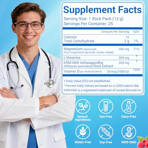 ASSR Supplement Ready to Drink No Mix, Triple Magnesium Glycinate, Malate, Citrate, Ashwagandha, L Theanine, Vitamin D, 25ct — view 2