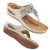 FUDYNMALC Wedge Sandals for Women Summer Dressy: Comfortable Cushion Footbed Platform Flip Flops - A