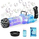 Abcurd Upgraded Large Automatic Gatling Bubble Machine Fluorescent with Light Bubble Guns, 15-inch 21-Hole Bubble Machine Kids Gift Boys and Girls Summer Night Outdoor Activities Toy Bubble Machine
