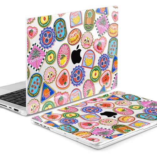 Image of MEEgoodo Case for MacBook Pro 14 inch (M5 /M4 /M3 /M2 /M1) Pro /Max 2026 2025 2024 2023 2021, Laptop Case Fit Model A3427 /A3426 /A3434 /A3112 /A3401 /A3185 /A2918 /A2992 /A2779 /A2442, Fruit & Sticker
