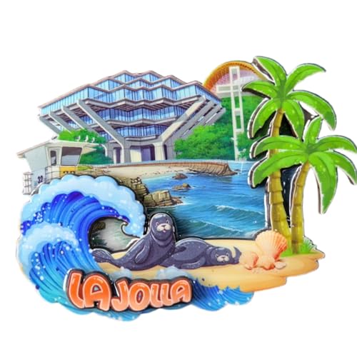 Imán decorativo de madera La Jolla USA 3D para refrigerador miniatura 1