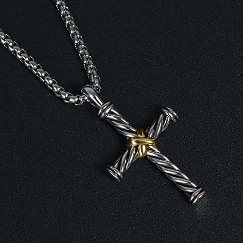 Designer Jewelry Inspired Twisted Cable Wire Cross Necklace for Women Men Fashion Brand Jewelry Gift4