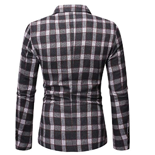 Jaqueta Blazer Masculina VITryst-Men Slim Fit Padrão Xadrez Outono Inverno Um Botão, As1, US 2X-L=Ch